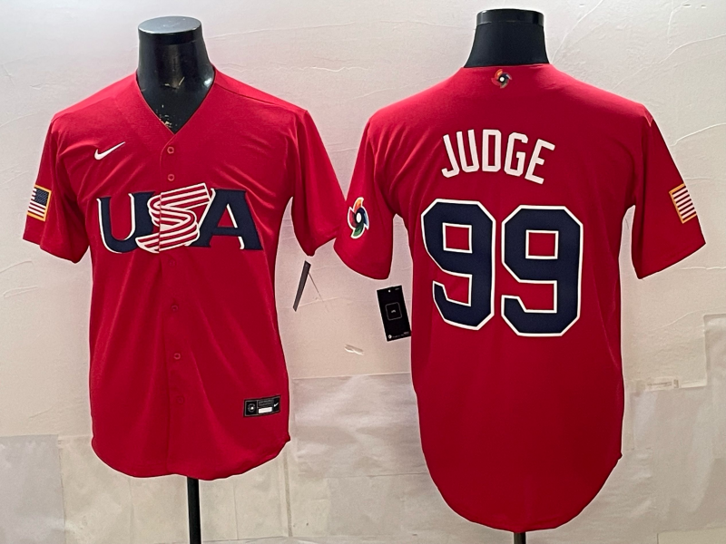 Men 2026 World Cub USA #99 Judge red Nike MLB Jersey 005